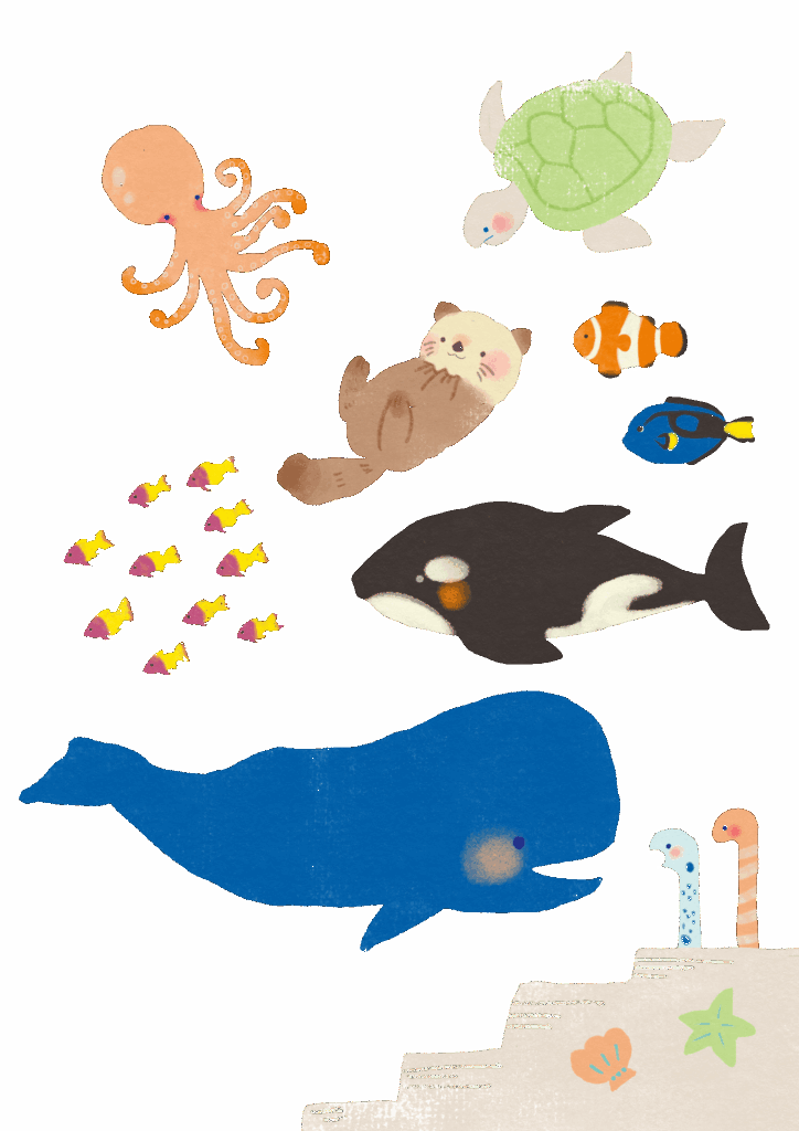 海の生き物のカットイラスト