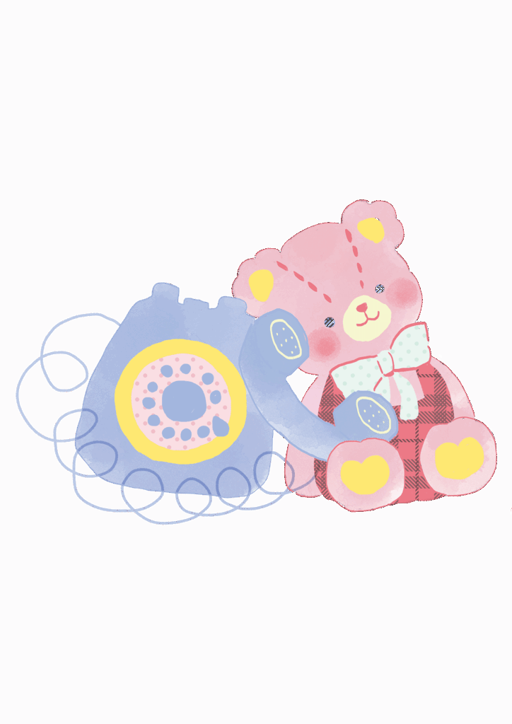 電話中のテディベアのイラスト