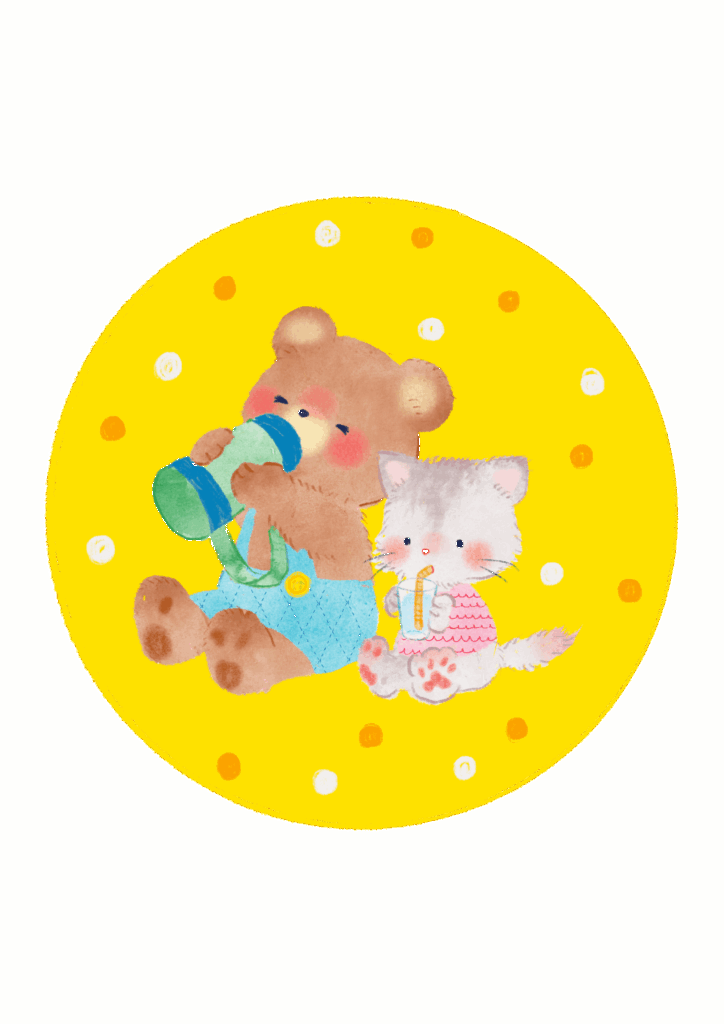 くまと猫のイラスト