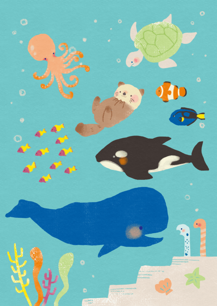 海の生き物のイラスト