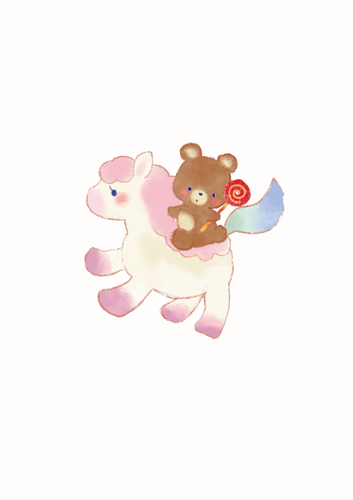 ユニコーンに乗ったクマのカットイラスト