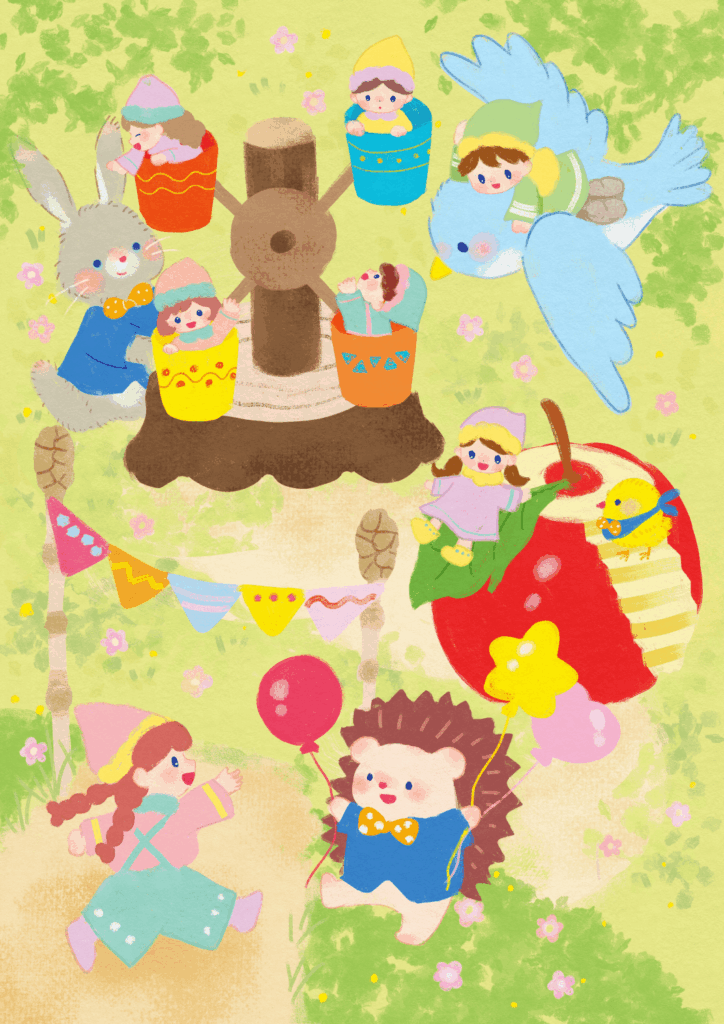 小人の遊園地のイラスト