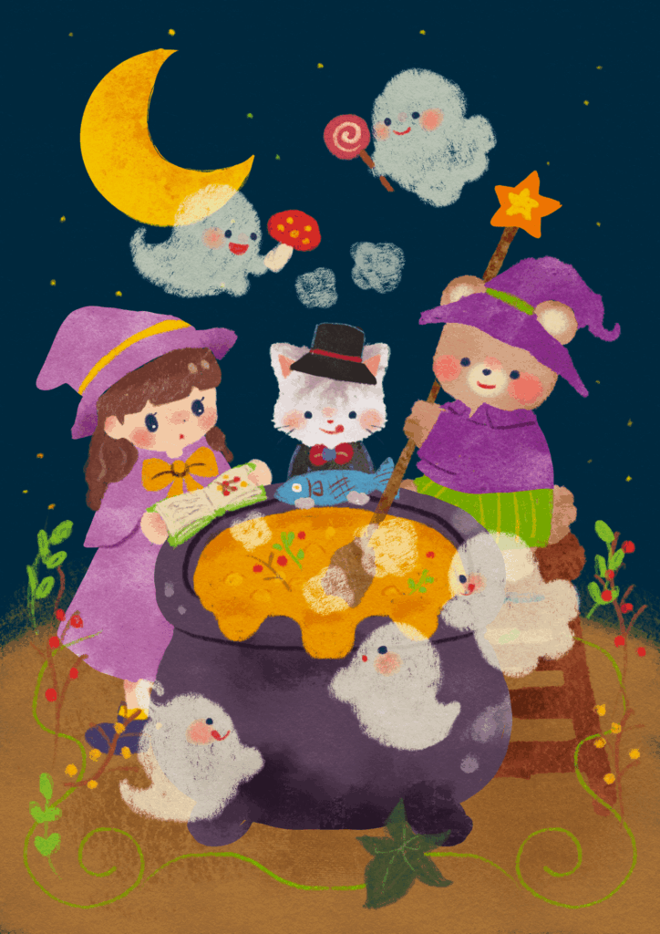 魔法のスープを作っているイラスト