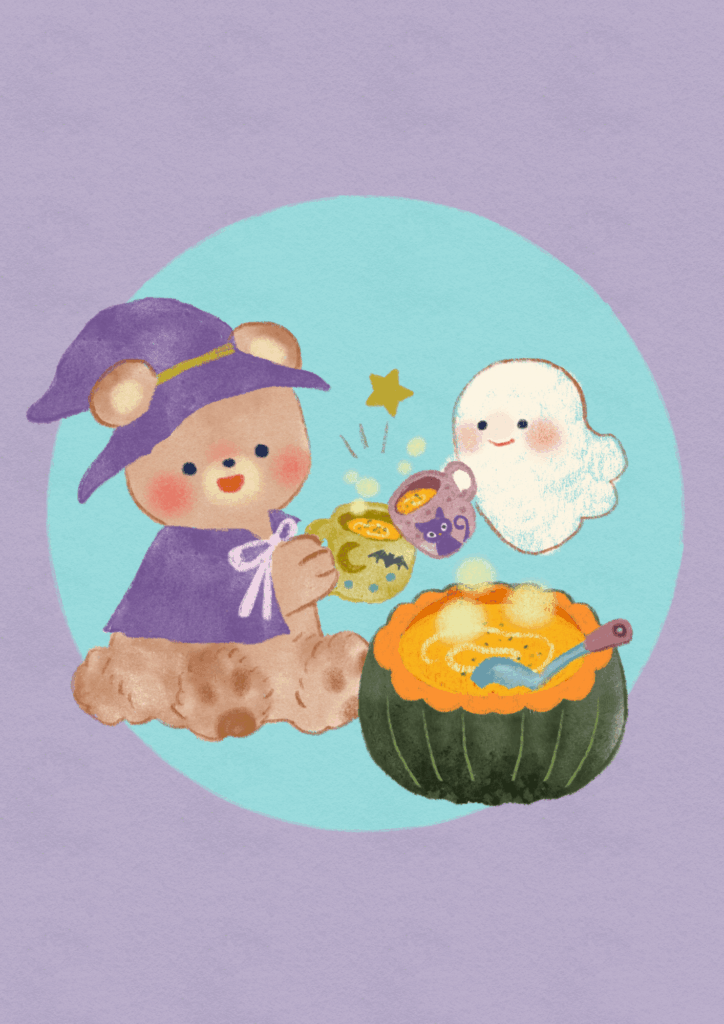 かぼちゃスープを乾杯しているイラスト