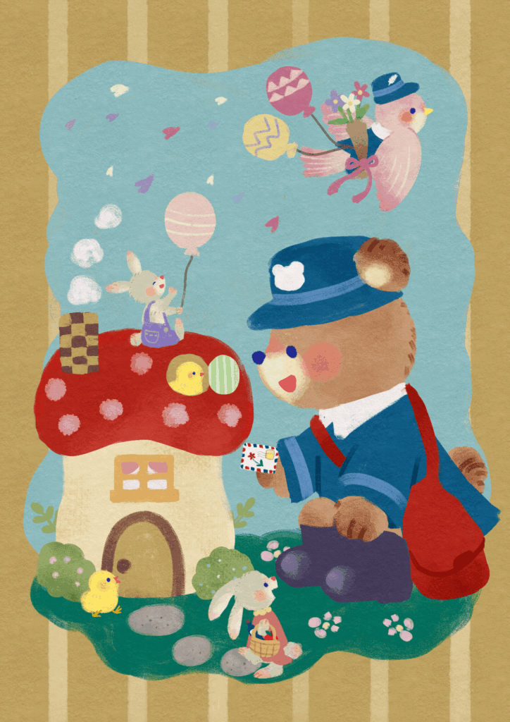 くまの郵便屋さんのイラスト