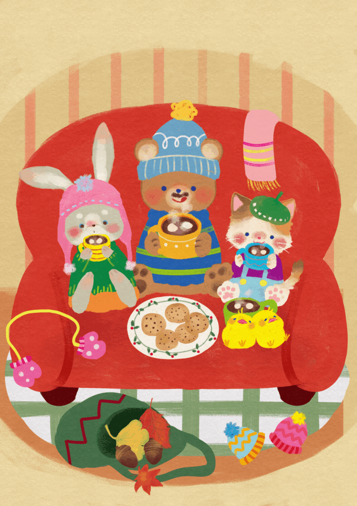 ココアを飲んでいるイラスト