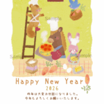 にんじんケーキを作っている年賀状