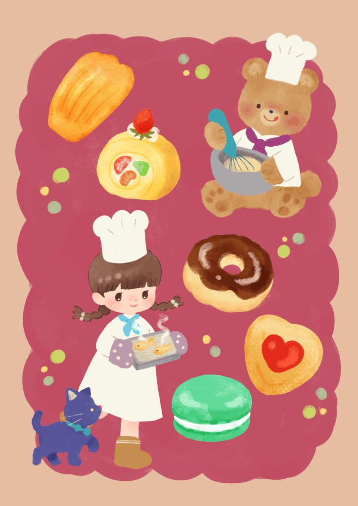 おやつを作っているイラスト
