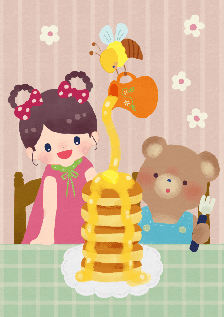 大きなホットケーキのイラスト